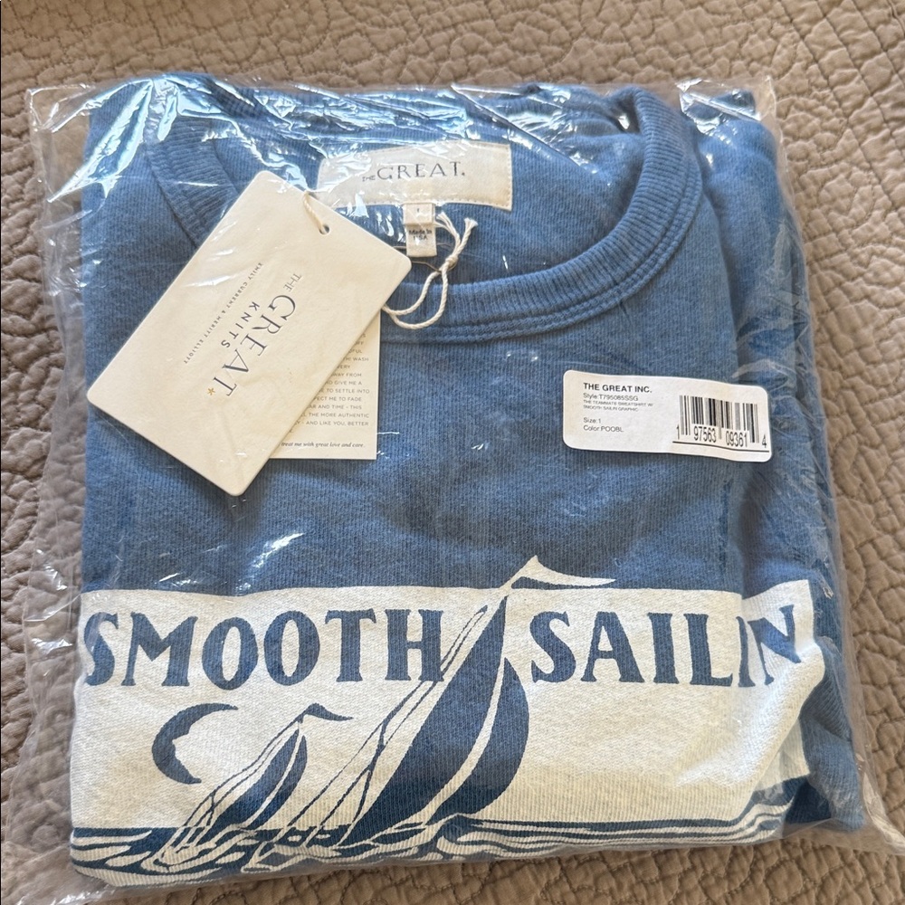 THE GREAT. Blue 'Smooth Sailing' Sweatshirt